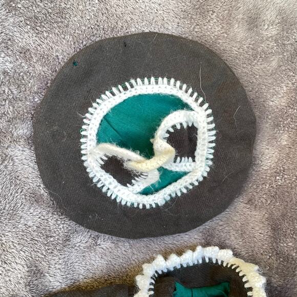 Vintage Doll Coat & Hat Wool(?) Dark Green Pea Coat & hat w/ White Trim READ - Picture 5 of 16